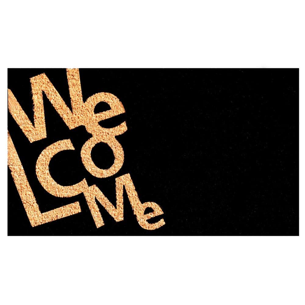 Angle Welcome Natural/Black 30 in. x 48 in. Door Mat