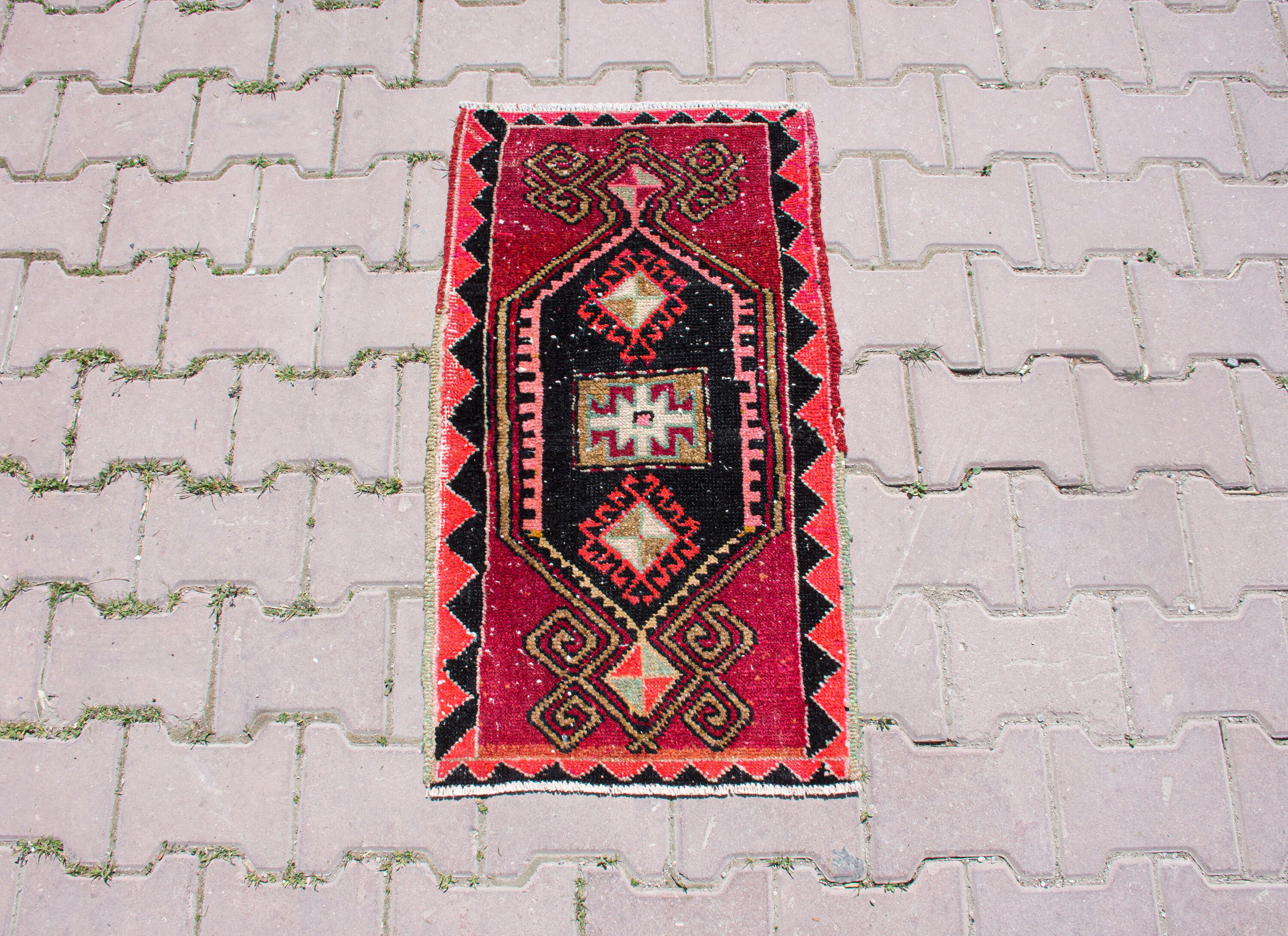 Antique Small Rug 2x3, Bohemian Rug, Turkish Doormat Rug, Wool Rug, Small Oushak Rug, Bath Mat Rugs, Pastel Rug, Vintage Rugs