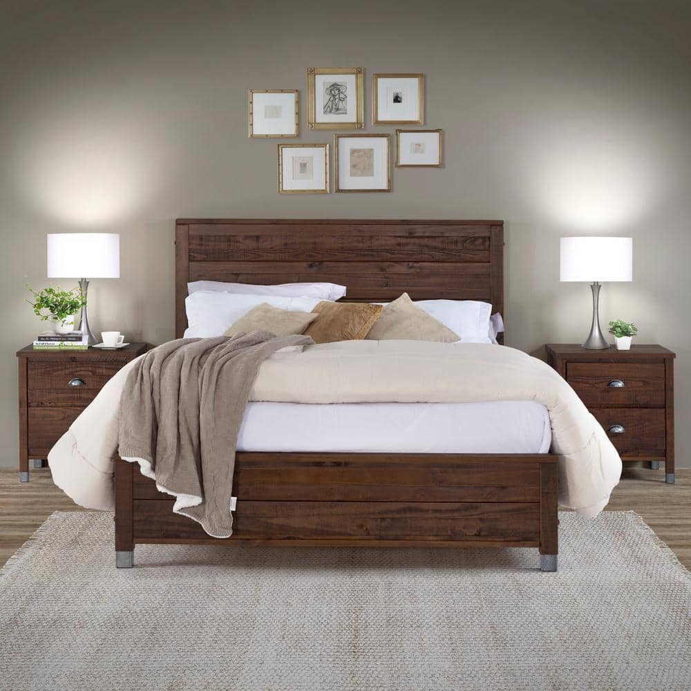 Baja Walnut Full Size Panel Headboard Platform Bed