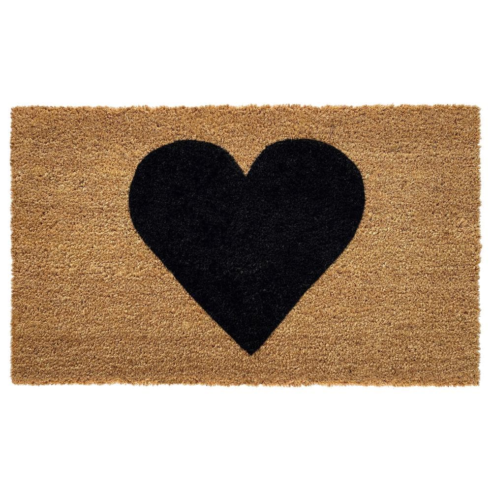 Balck Heart Doormat Multi-Colored 20 in. x 34 in. Indoor or Outdoor Doormat