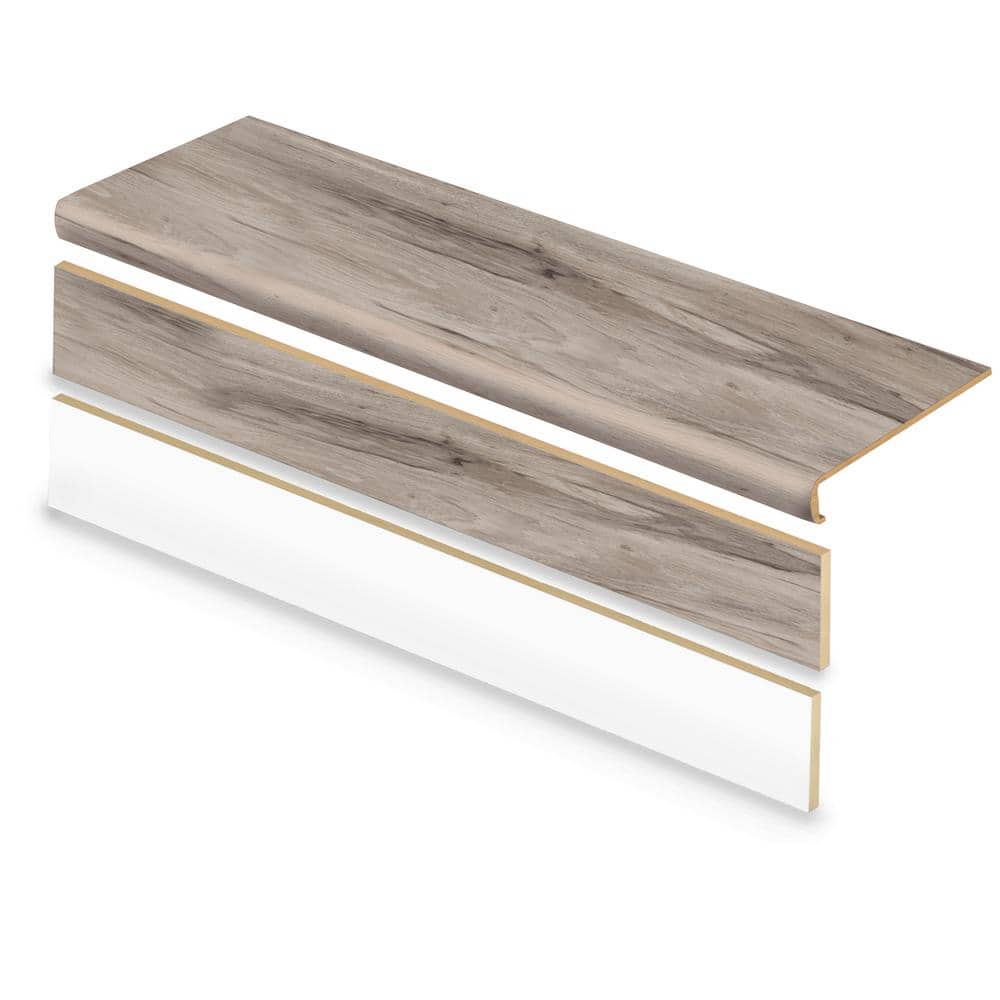 Banff Gray Hickory 47 in. L x 12.15 in. W x 2.28 in. T Vinyl Stair Tread and Reversible Riser Kit