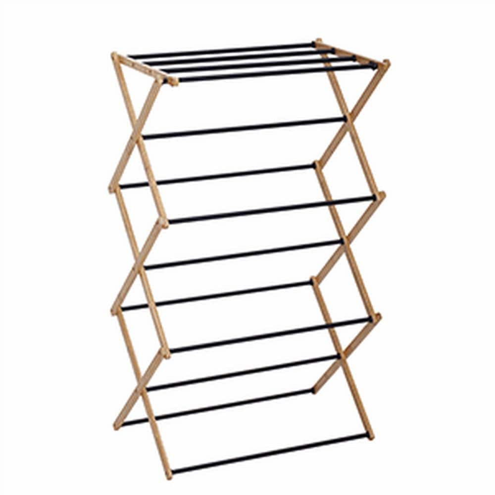 Black 39.37 in. x 14.17 in. x 23.62 in. Bamboo Free Standing Folding Drying Rack