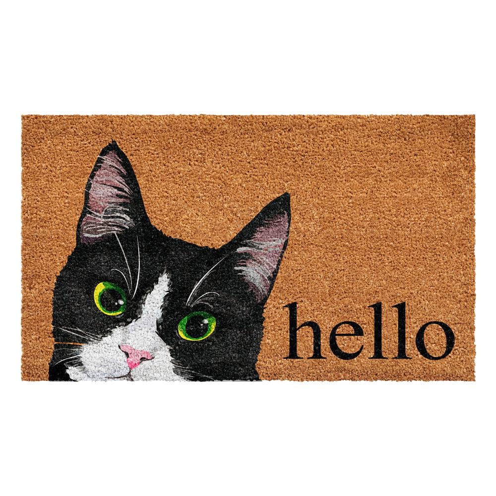 Black White Tuxedo Cat Doormat 24" x 36"