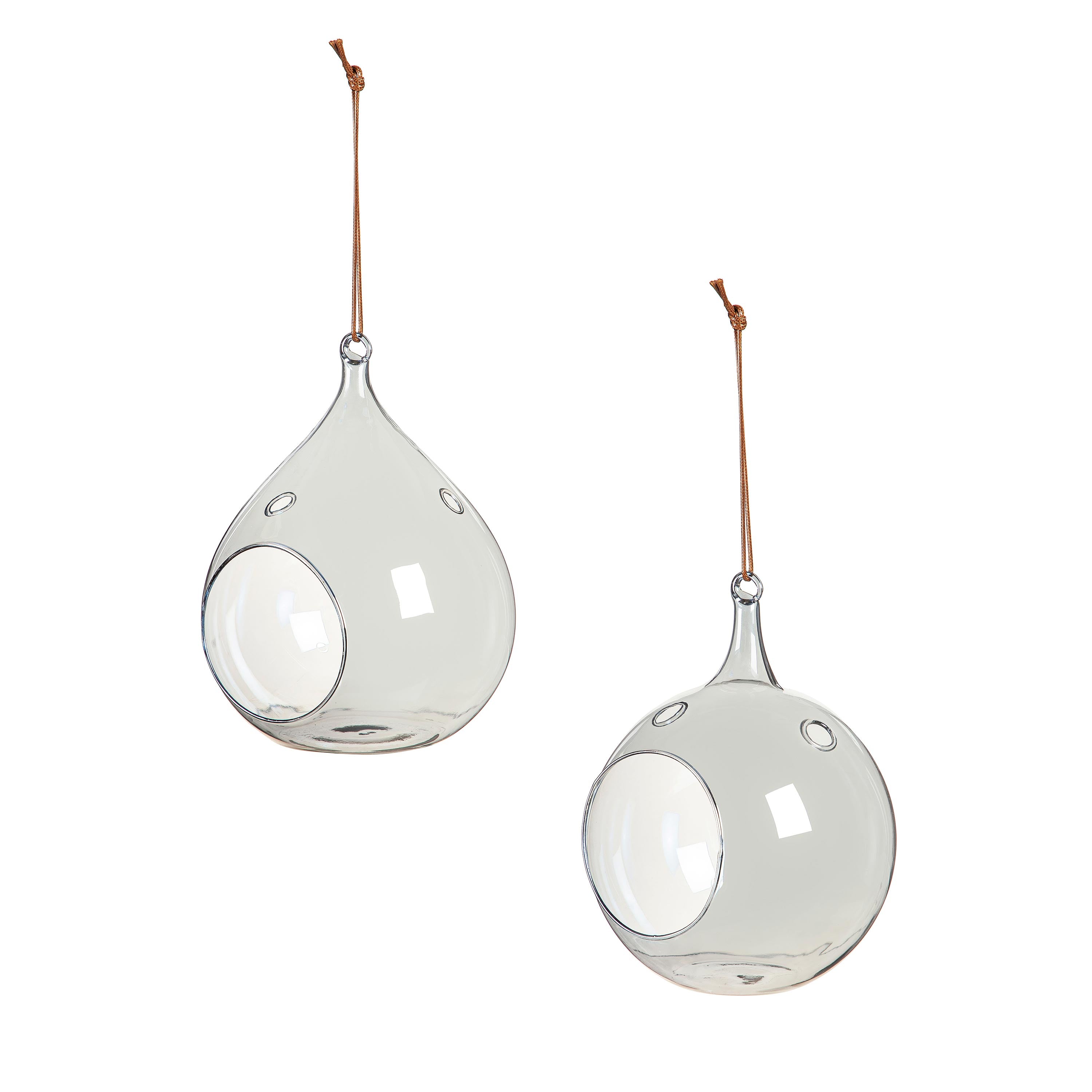 Blown Glass Bird Feeder, Set of 2