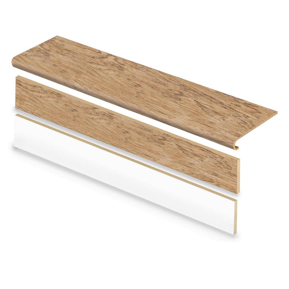 Bow River Hickory/Honeysuckle Ok/Southport 47 in. L x 12.15 in. W x 1.69 in. Vinyl Stair Tread and Reversible Riser Kit
