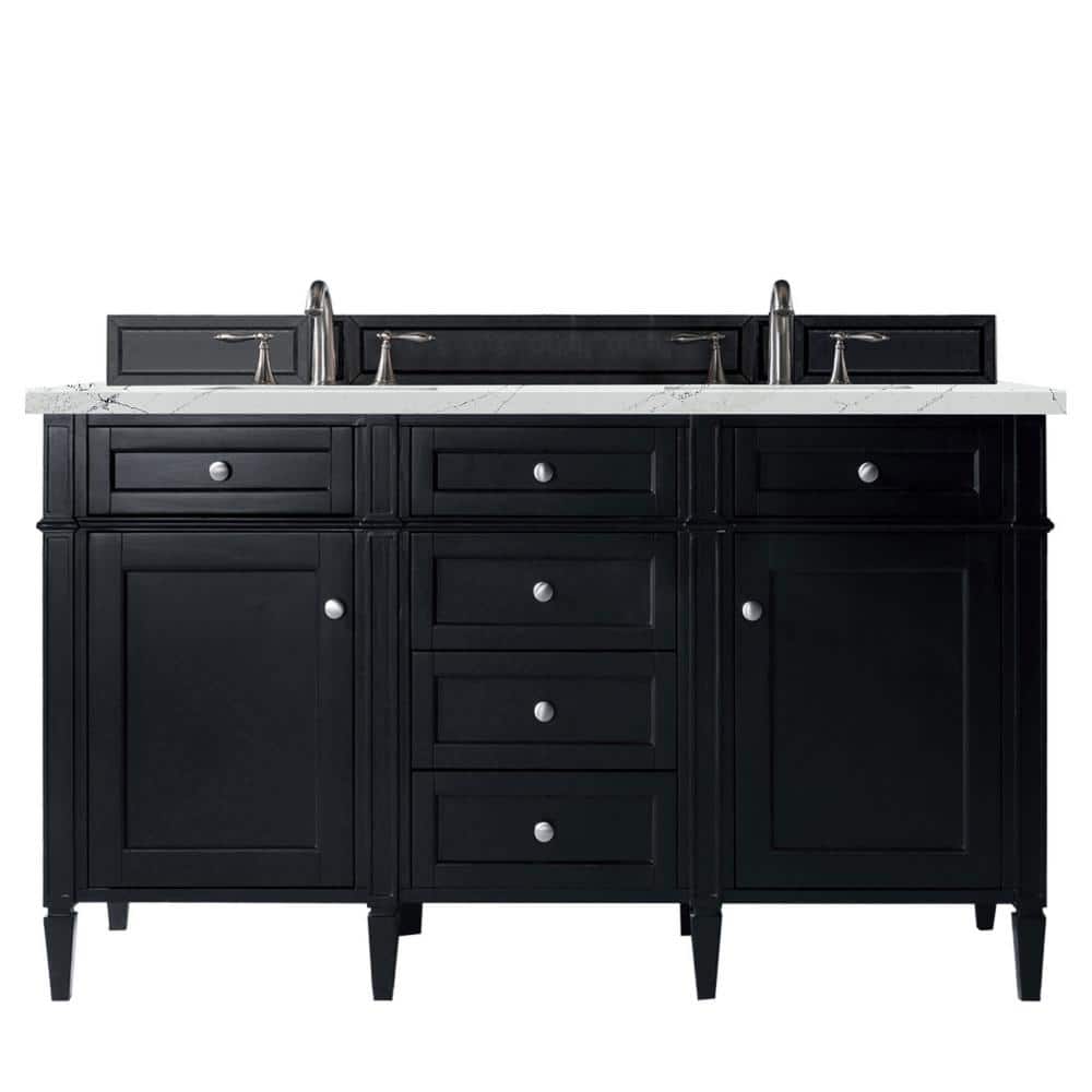 Brittany 60.0 in. W x 23.5 in. D x 34 in. H Bathroom Vanity in Black Onyx with Ethereal Noctis Quartz Top