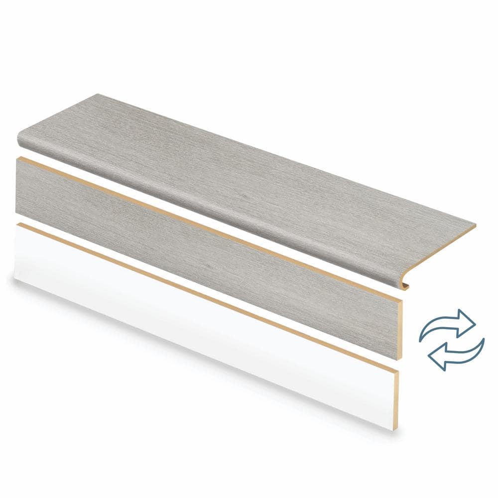 Champagne Beach Wood 47 in. L x 12.15 in. W x 42.92 mm T Vinyl Overlay Stair Tread and Reversible Riser Kit