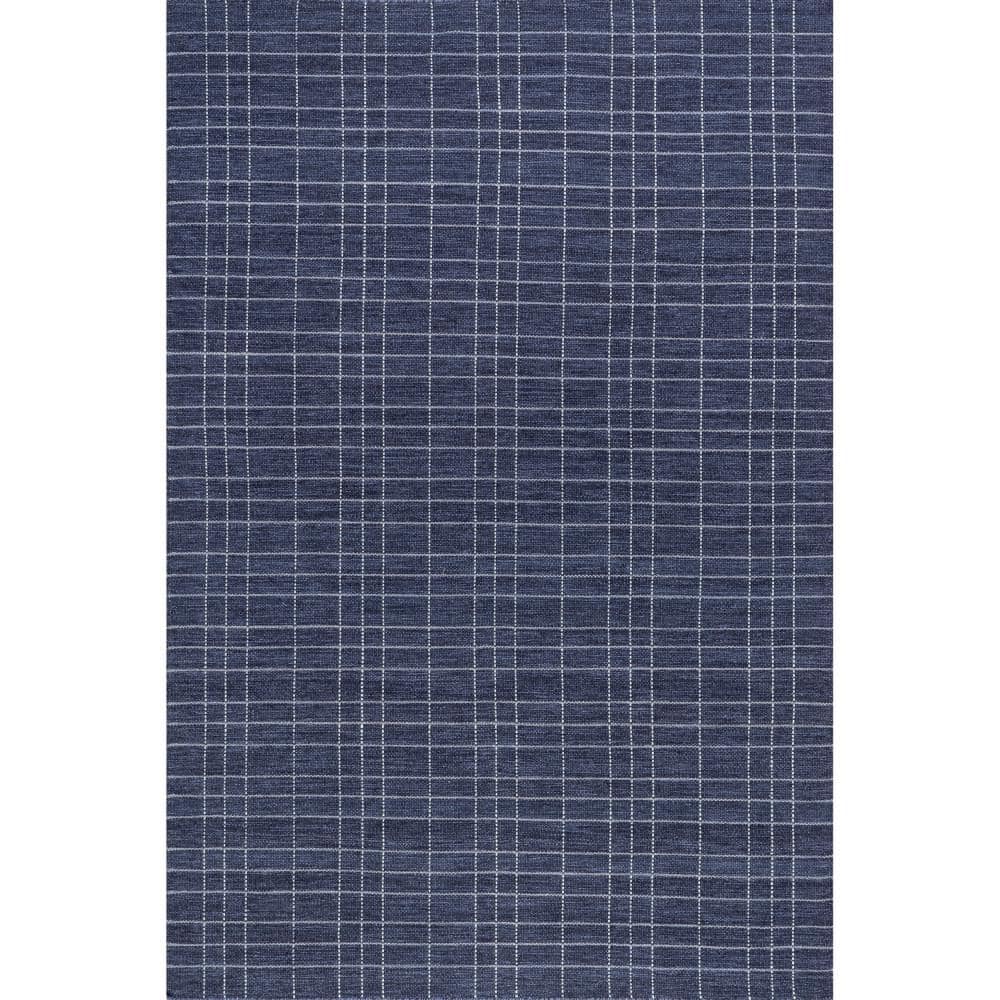Charlie Plaid Wool Blue 9 ft. x 12 ft. Indoor/Outdoor Patio Rug