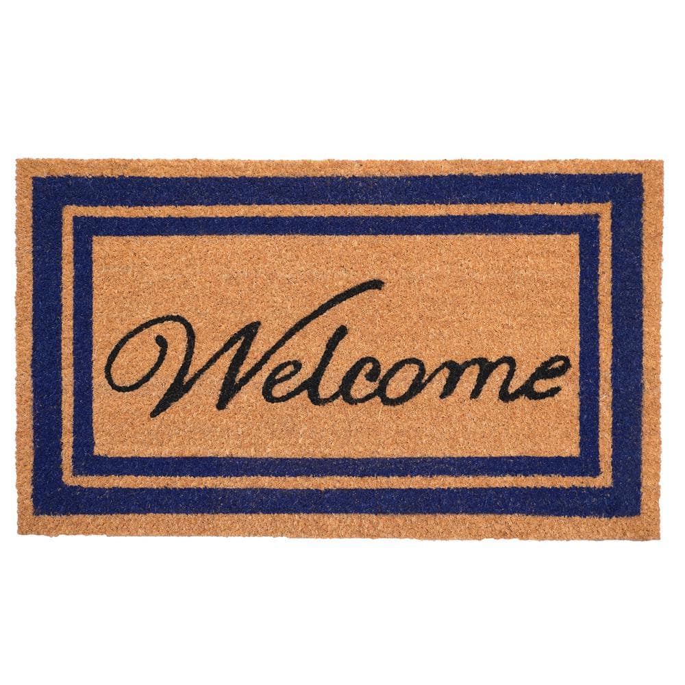 Dark Blue Border Welcome Doormat 24" x 36"