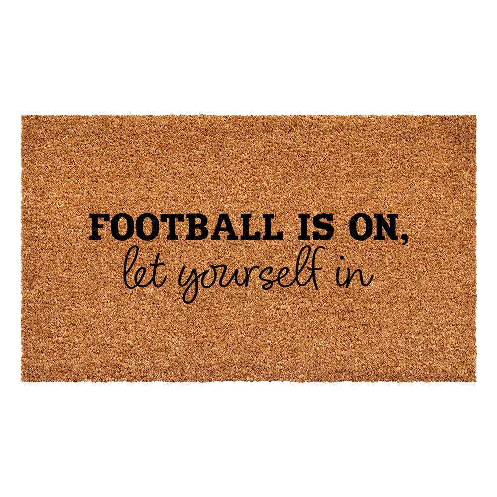 Football is on let yourself in Doormat 24" x 36"