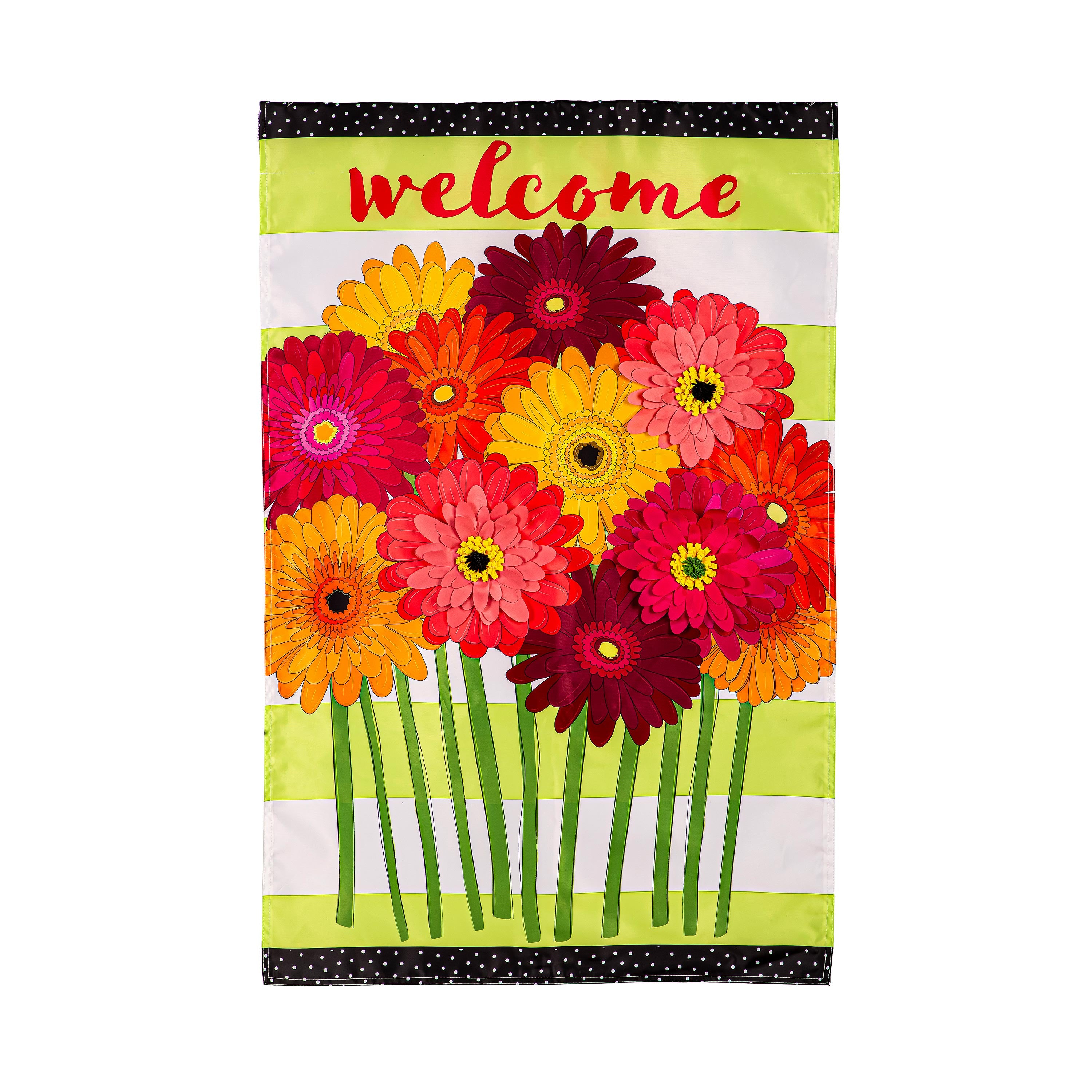 Gerbera Daisies Bouquet Applique House Flag