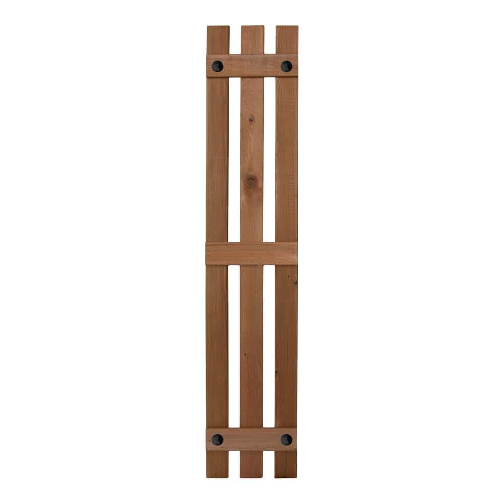 Grayson 12 in. x 46 in. Cedar Spaced Board and Batten Shutters Pair in Brown Natural