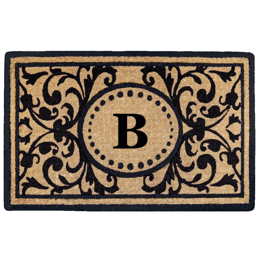 Heavy Duty Black 22 in. x 36 in. Coir Heritage Monogrammed B Indoor Outdoor Door Mat