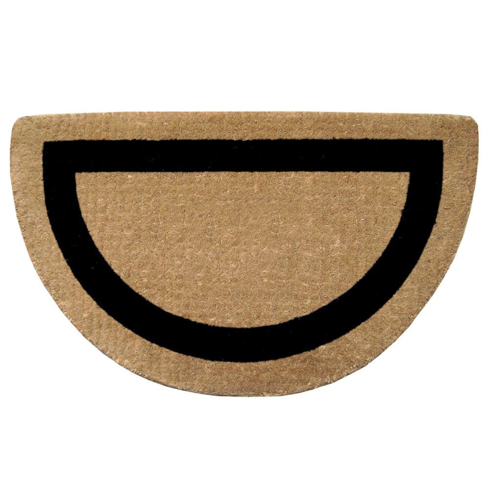 Heavy Duty Half Round Black 22 in. x 36 in. Coir Single Picture Frame Indoor Outdoor Door Mat