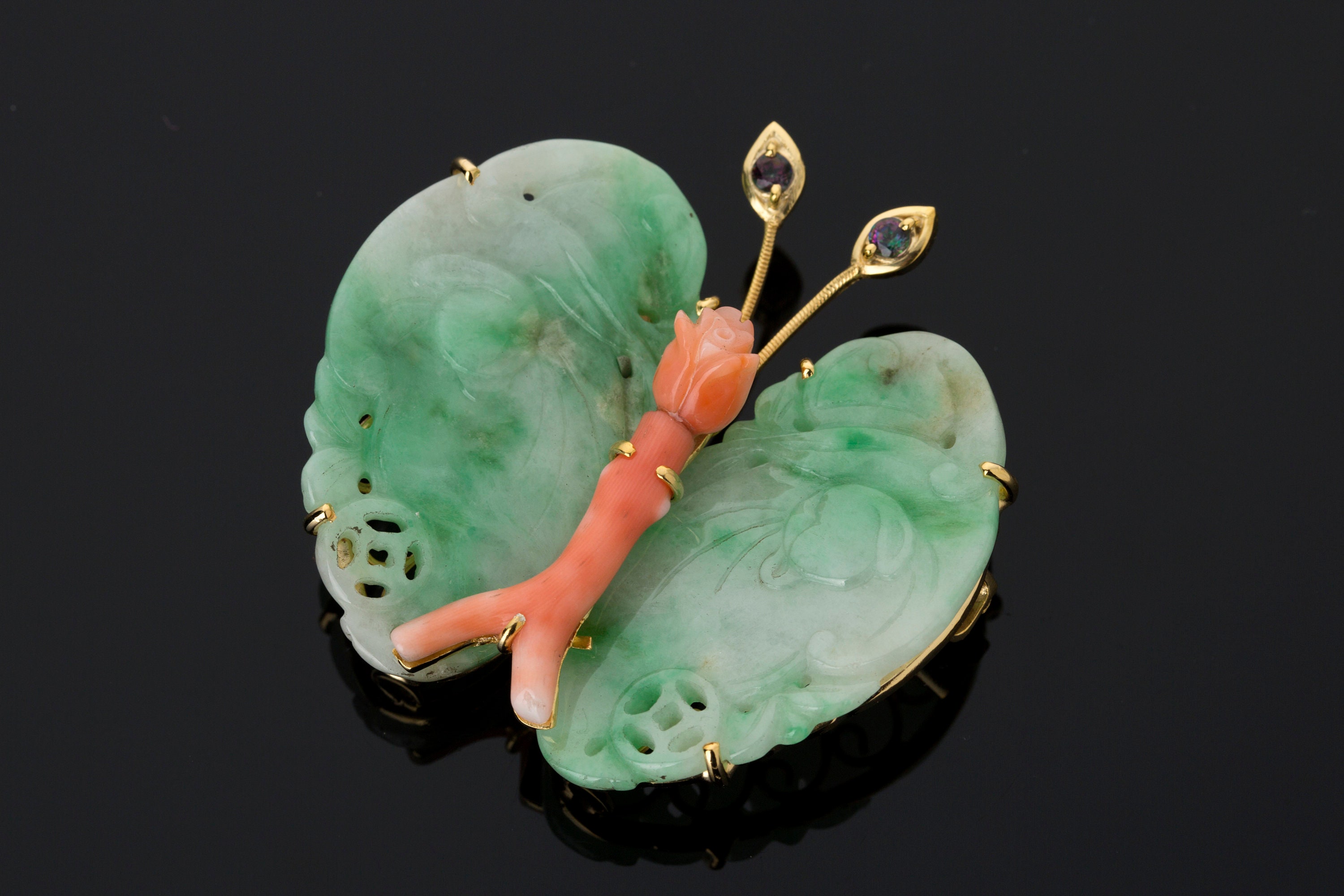 Jade Pendant Necklace, Green Pendant, Naschenka, Korean Jewelry, Mothers Day Gift, Butterfly Necklace