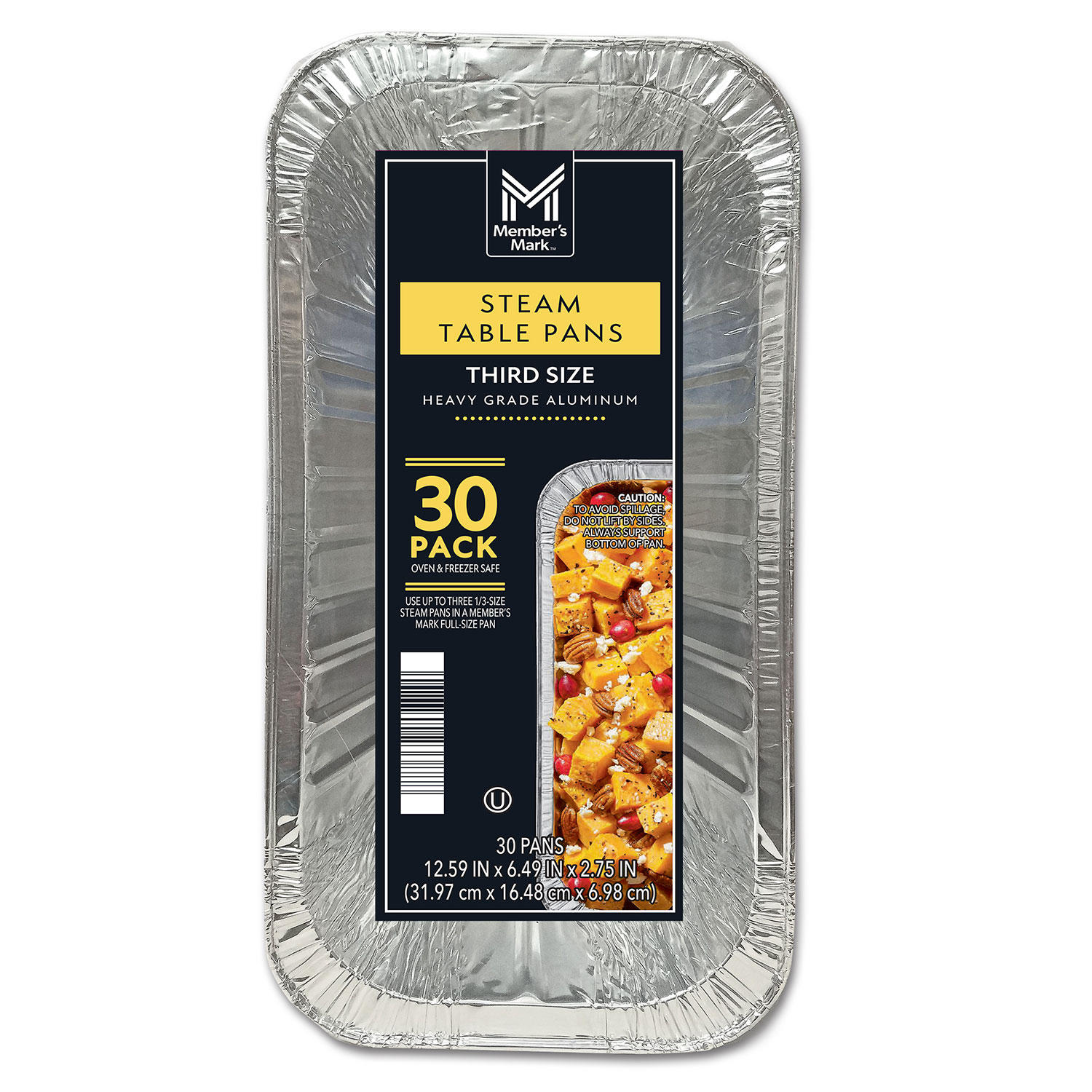 Member's Mark Aluminum Steam Table Pans, 1/3 Size (30 ct.)