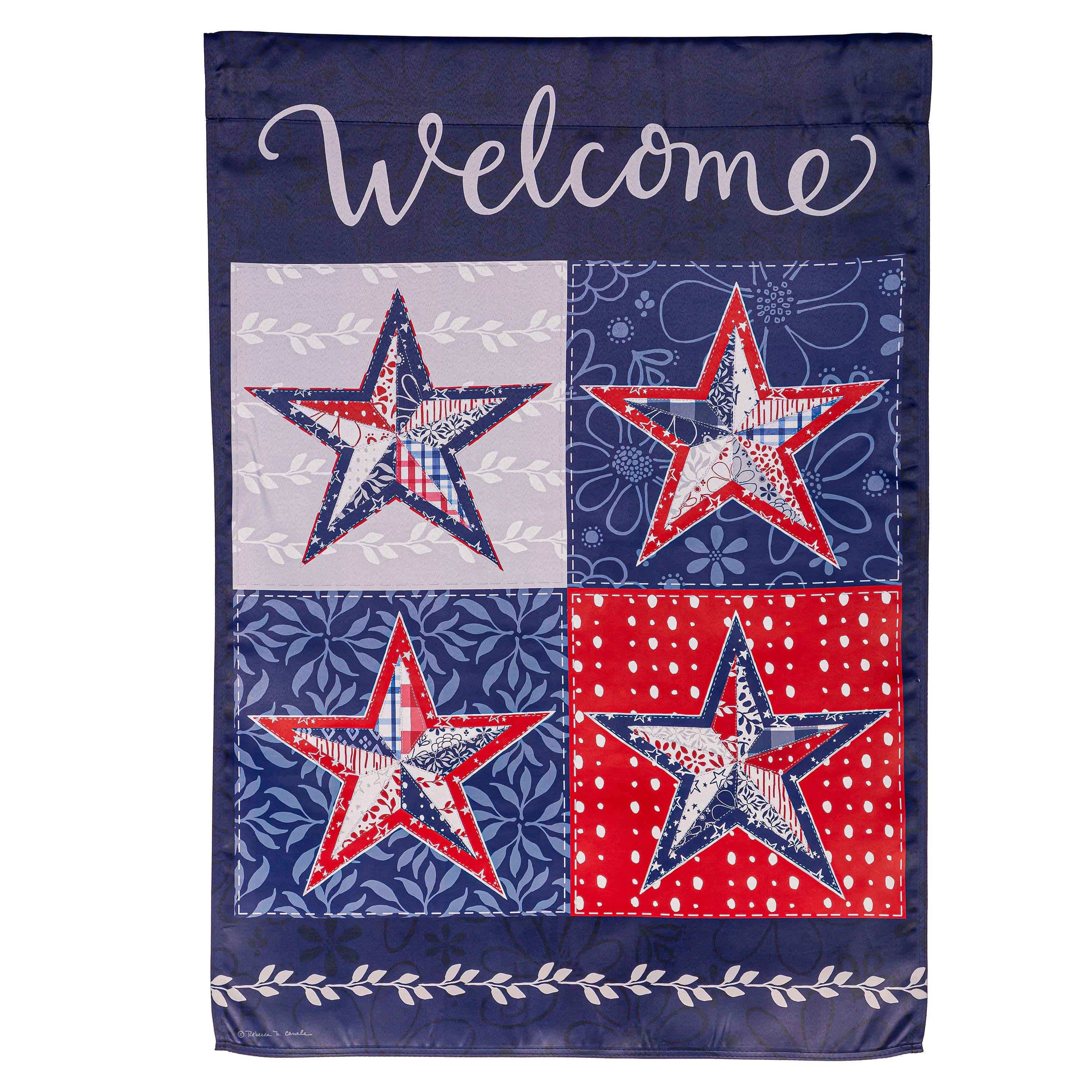 Red, White, and Blue Stars Suede House Flag