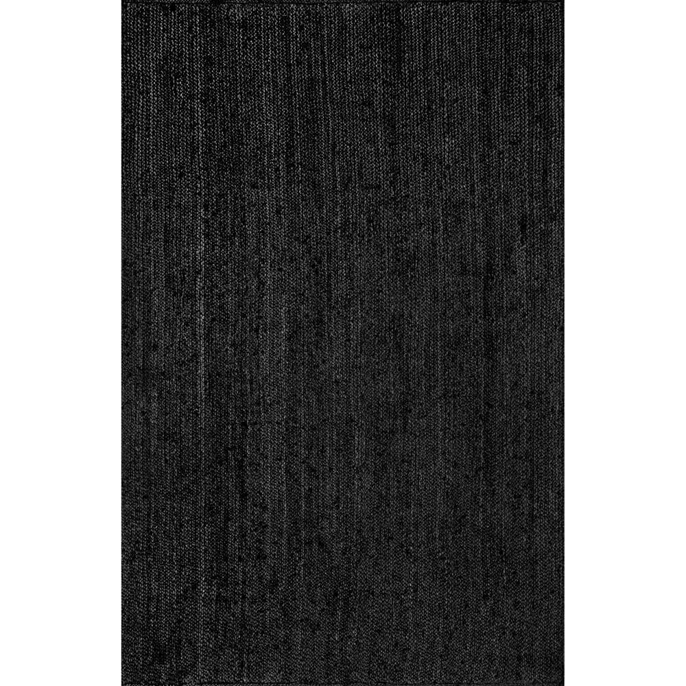 Rigo Chunky Loop Jute Black 5 ft. x 8 ft. Farmhouse Area Rug