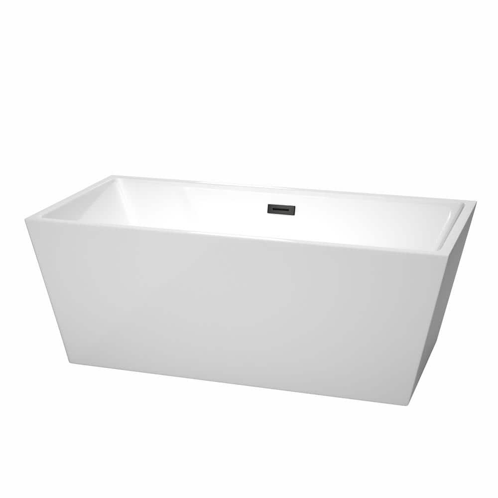 Sara 63 in. Acrylic Flatbottom Bathtub in White with Matte Black Trim