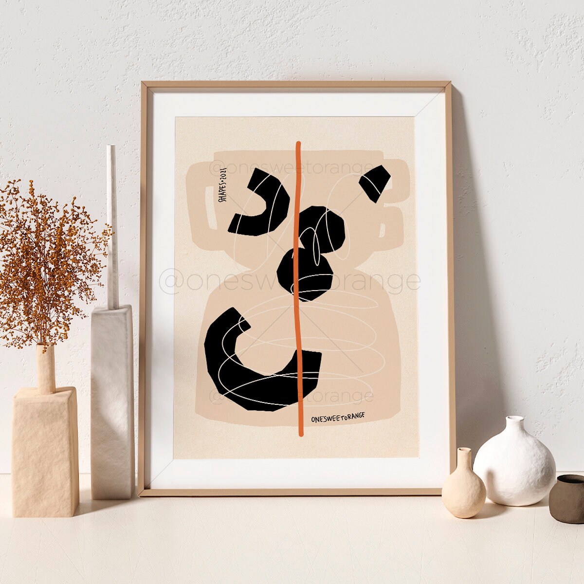 Shapes Vase Line Art Arches Poster Drawing Print Modern Minimalist Wall B261