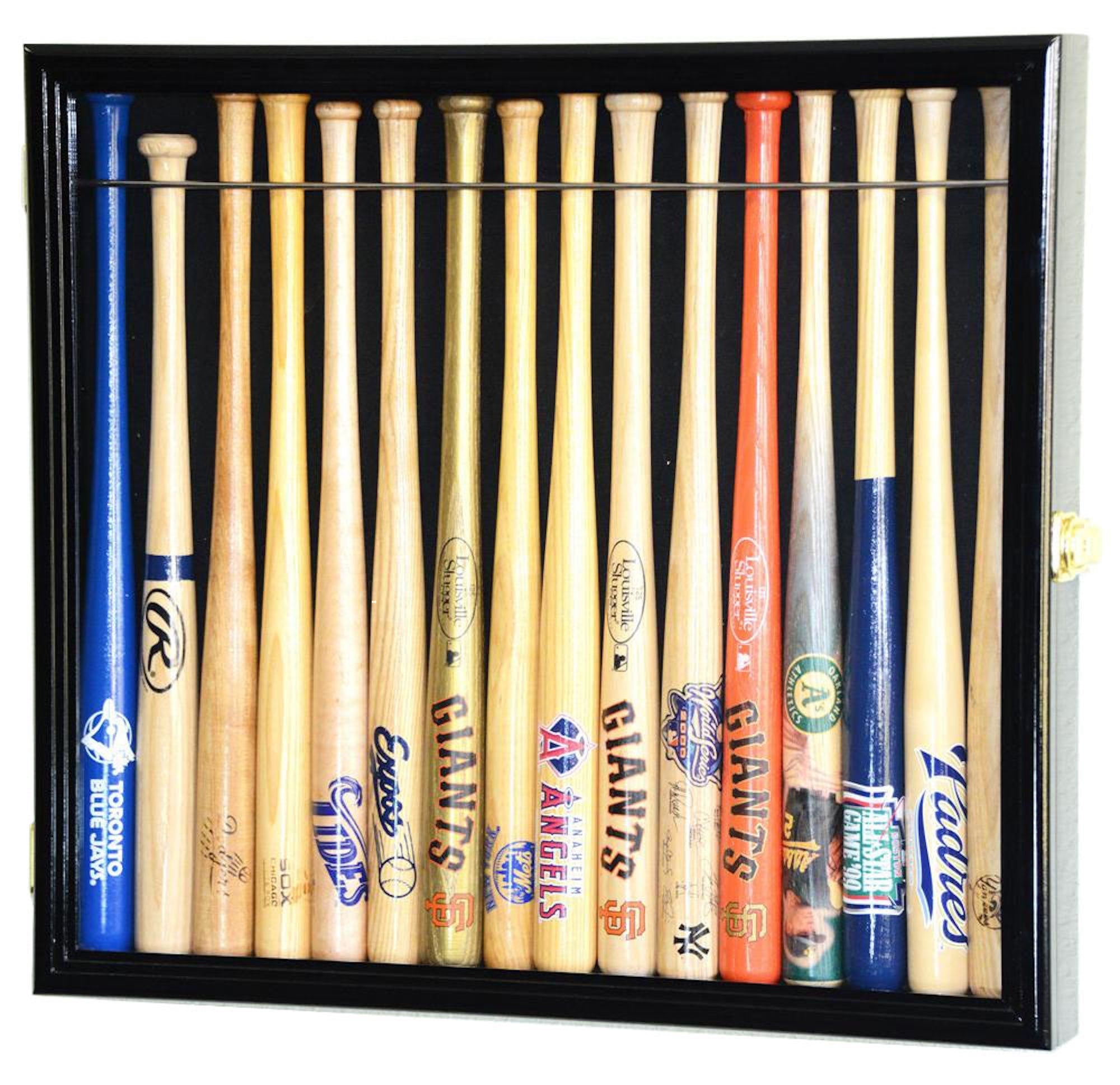 Small Mini 18" Bat Baseball Display Case Cabinet Holder Rack W/98% Uv Protection - Lockable