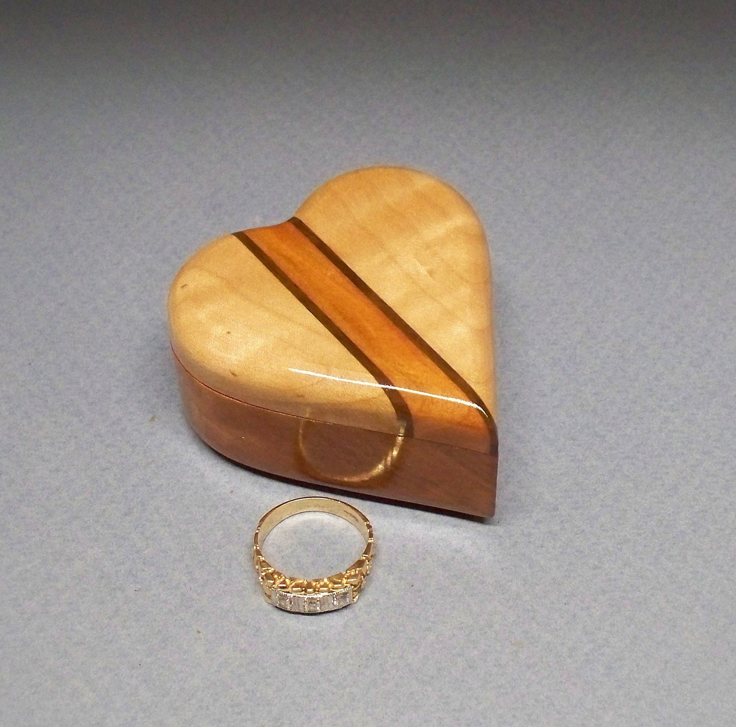 Unique Wood Proposal Ring Box, Heart Box, Wedding Gift, Birthday Wooden Keepsake Gift Handmade in The Usa