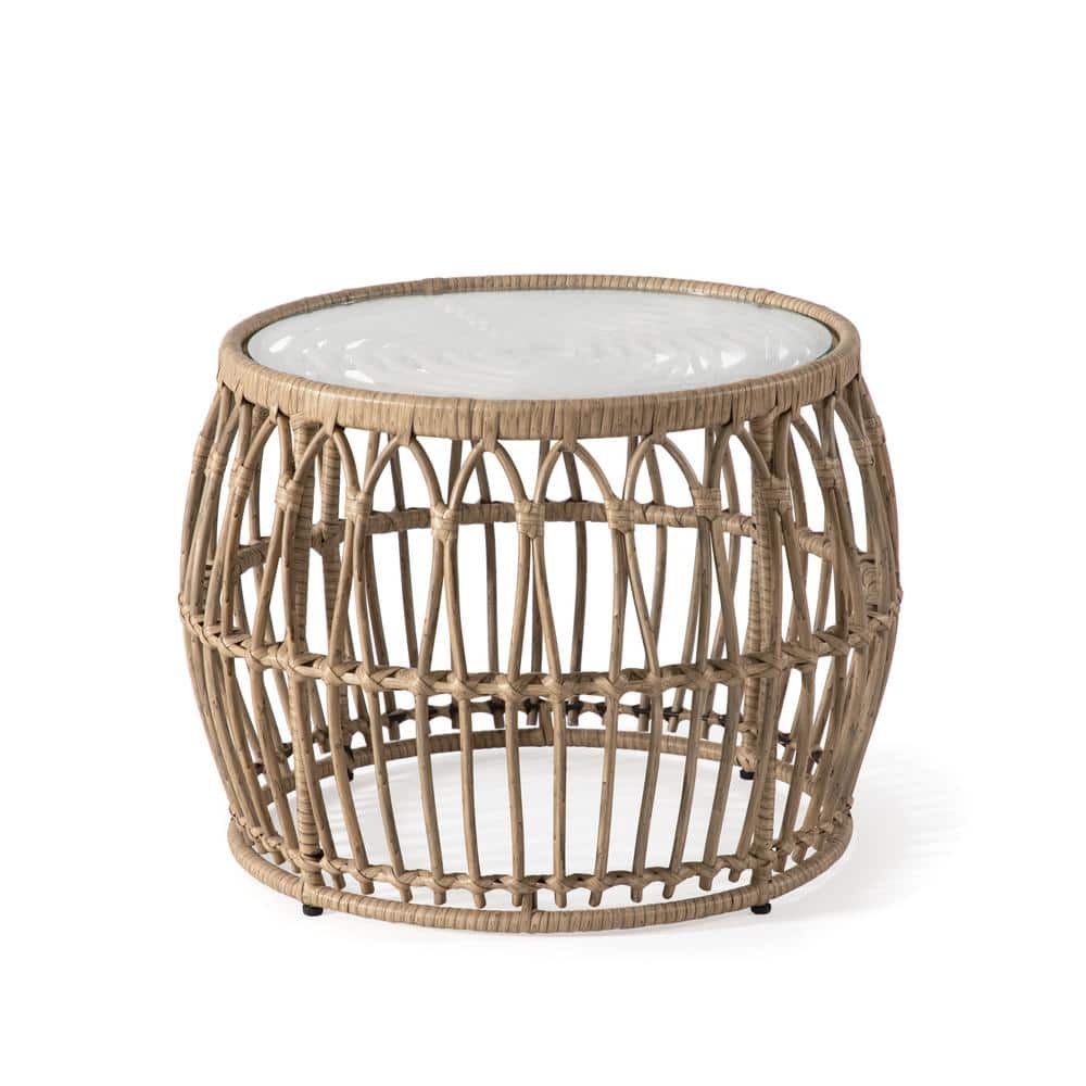 Ysar Natural Boho Round Metal Outdoor Side Table
