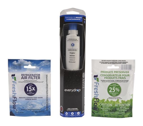 Everydrop® Refrigerator Water Filter 6 - Edr6D1 (Pack Of 1) + Freshflow™ Air Freshflow Produce Preserver Refill in Multi-Pack, EDR6VR6