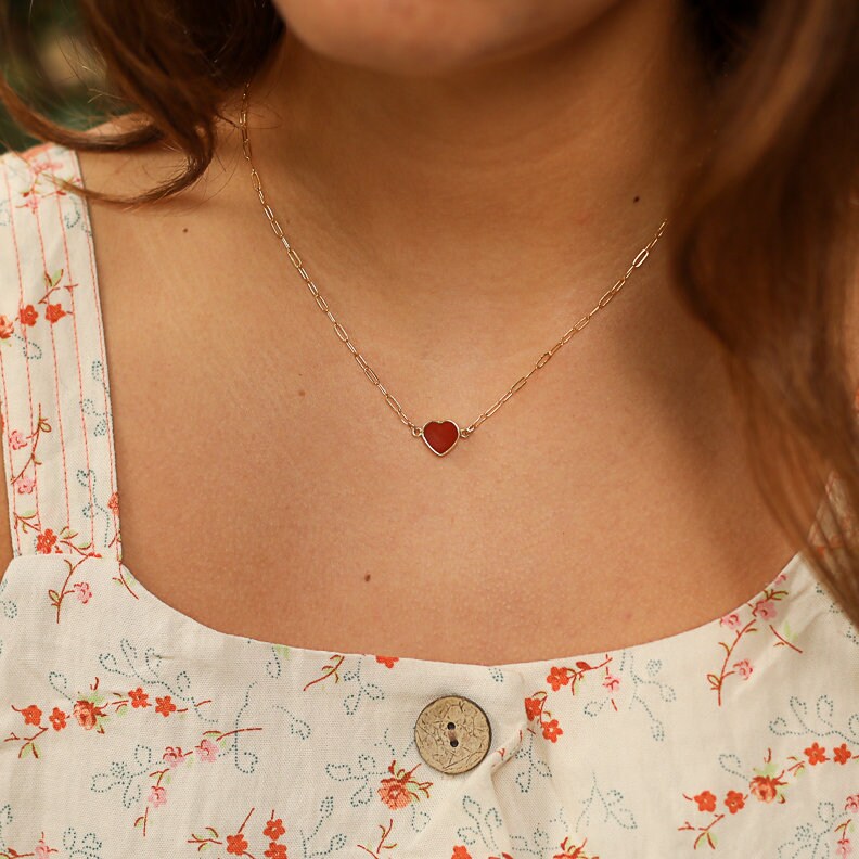 Mia Birthstone Heart Necklaces, Collection By Chocolate & Steel Handcrafted Jewelry