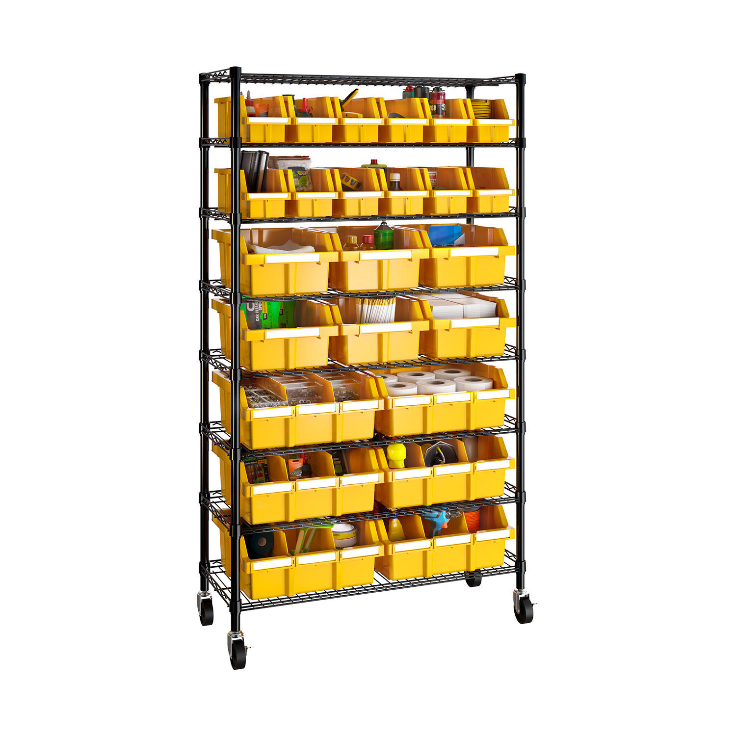 24-Bin Rack With Wheels