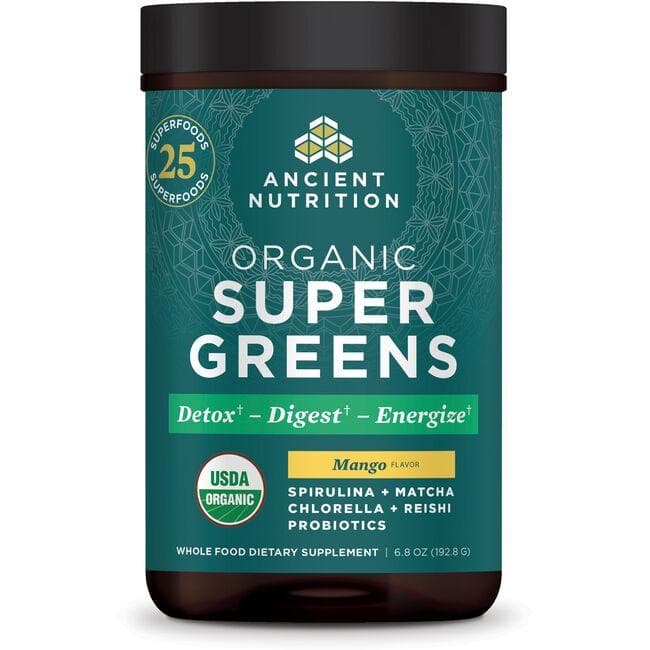 Ancient Nutrition Organic Super Greens - Mango Supplement Vitamin | 6.8 oz Powder