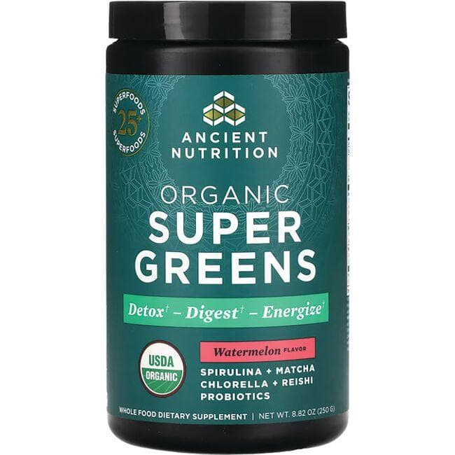 Ancient Nutrition Organic Super Greens - Watermelon Supplement Vitamin | 8.82 oz Powder