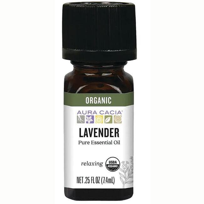Aura Cacia Organic Lavender Pure | 0.25 fl oz Liquid | Essential Oils