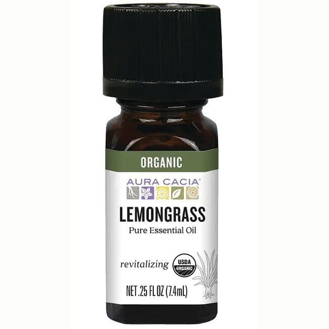 Aura Cacia Organic Lemongrass Pure | 0.25 fl oz Liquid | Essential Oils