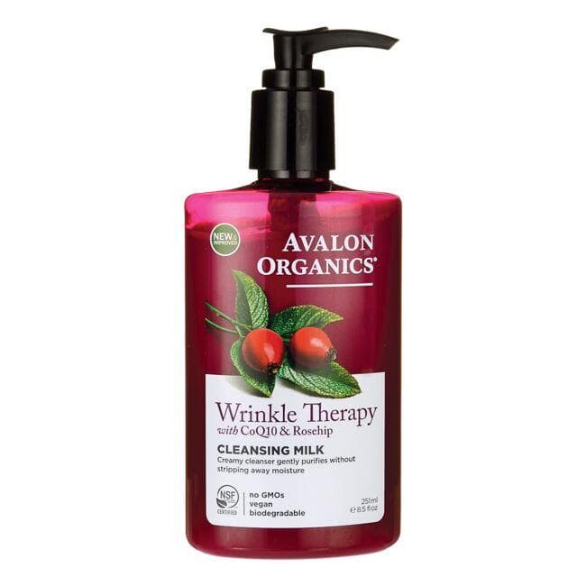 Avalon Organics Wrinkle Therapy with Coq10 & Rosehip - Cleansing Milk | 8.5 fl oz Liquid