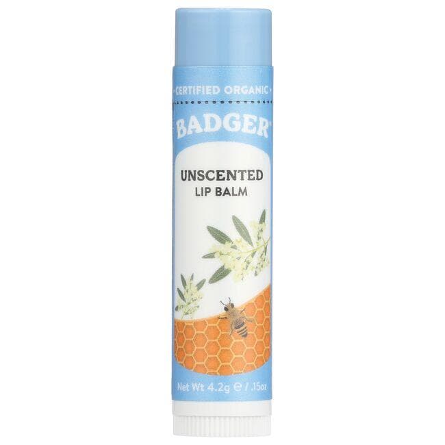 Badger Organic Lip Balm - Unscented | 0.15 oz Balm