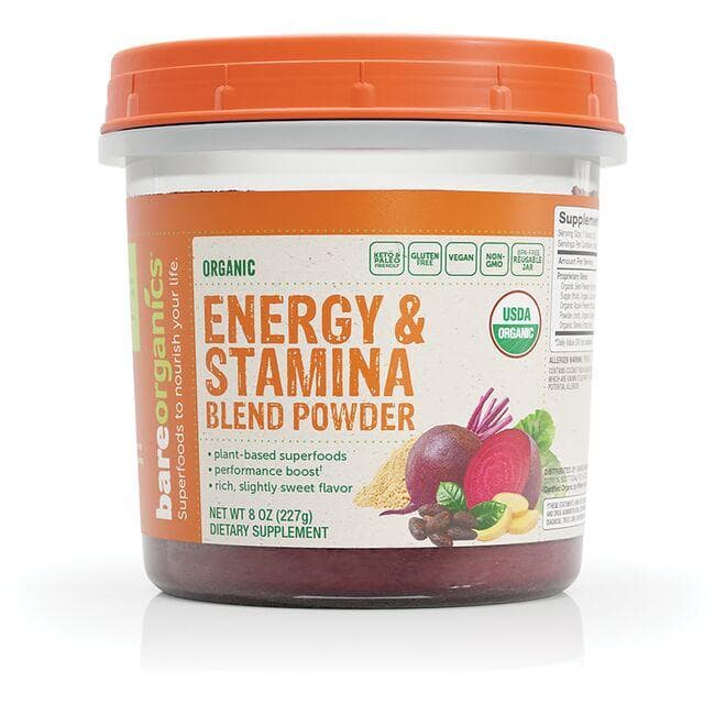 BareOrganics Organic Energy & Stamina Blend Powder | 8 oz Powder