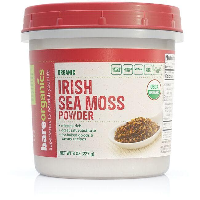 BareOrganics Organic Irish Sea Moss Powder | 8 oz Powder | Herbs and Supplements