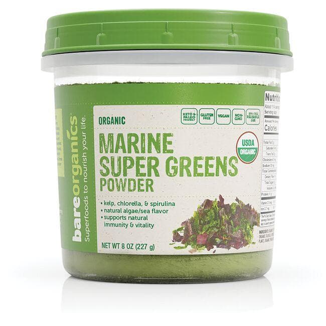 BareOrganics Organic Marine Super Greens Powder | 8 oz Powder