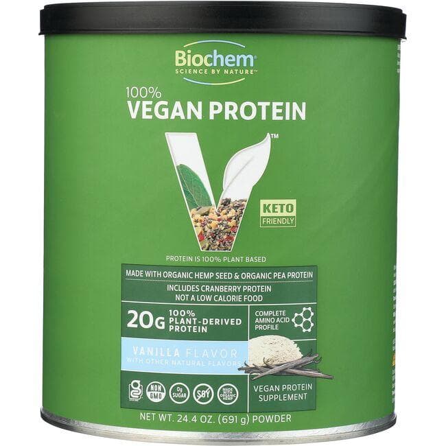 Biochem 100% Vegan Protein - Vanilla | 26 G Protein 24.4 oz Powder