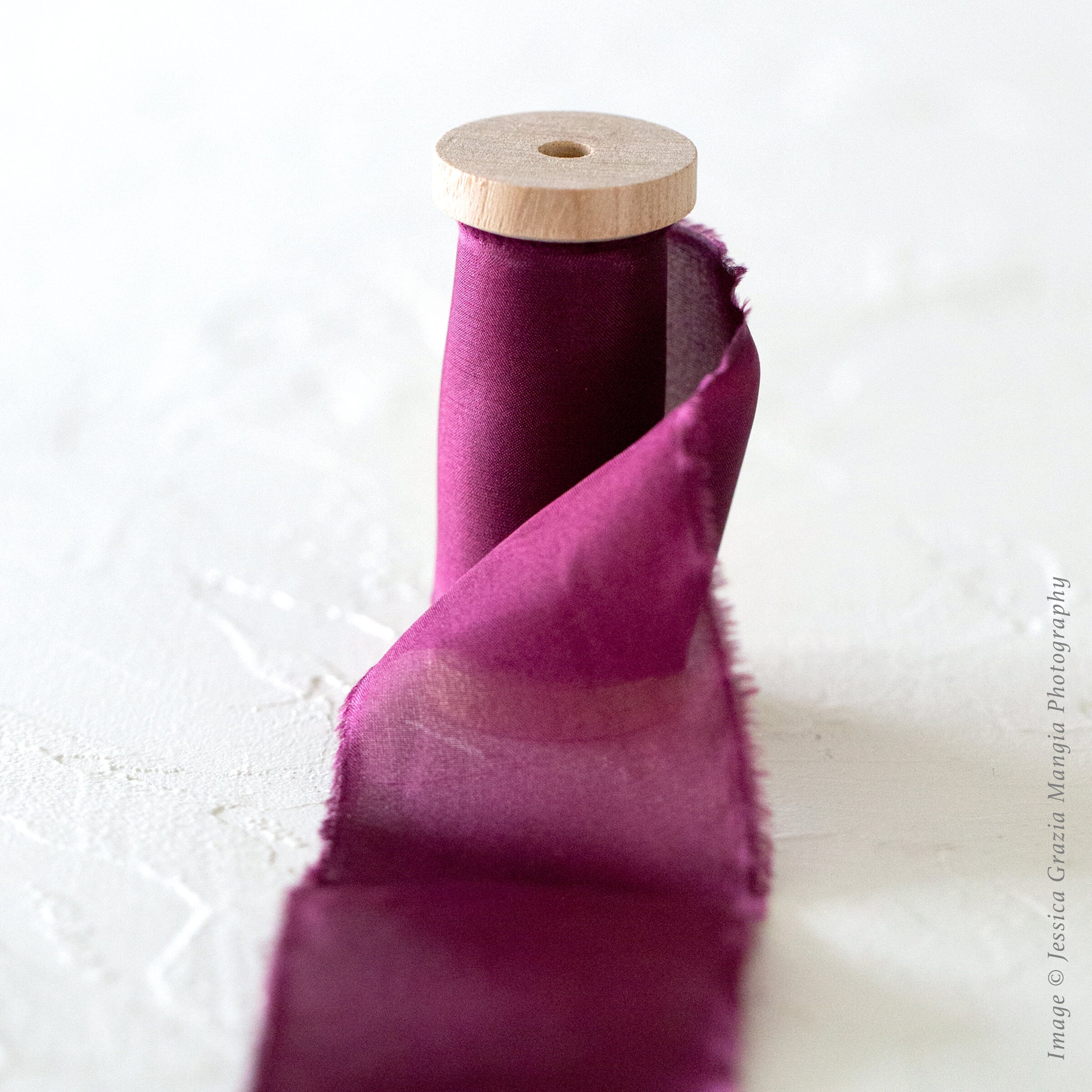 Cherry Cola Silk Ribbon Burgundy Wedding Bouquet Ribbon, Handmade