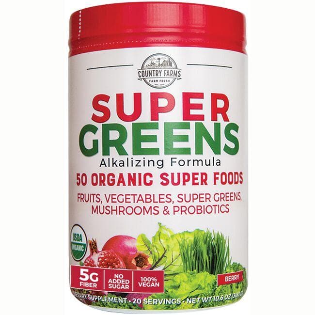 Country Farms Super Greens - Berry Supplement Vitamin | 10.6 oz Powder