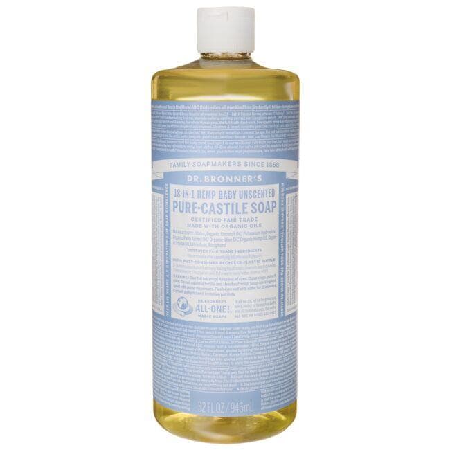 Dr. Bronner's 18-in-1 Hemp Baby Unscented Pure-Castile Soap | 32 fl oz Liquid