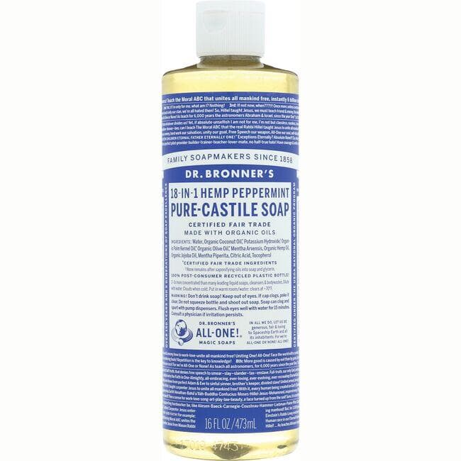 Dr. Bronner's 18-in-1 Hemp Peppermint Pure-Castile Soap | 16 oz Liquid