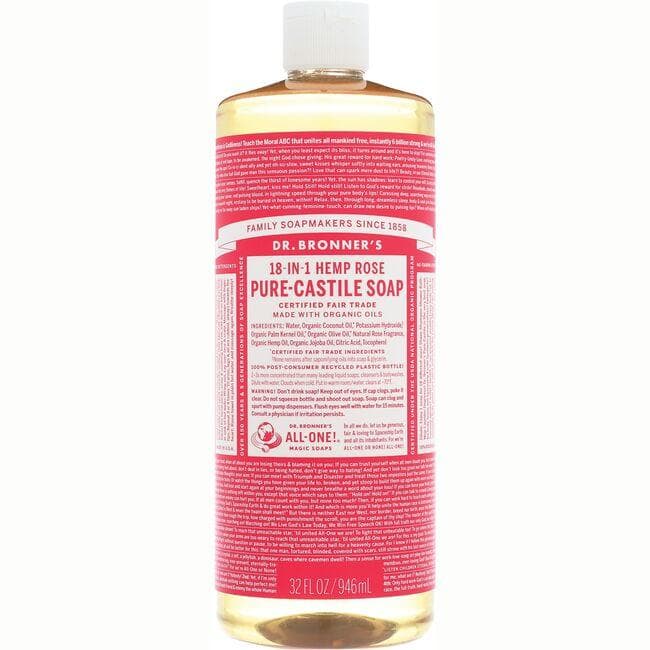 Dr. Bronner's 18-in-1 Hemp Rose Pure-Castile Soap | 32 oz Liquid