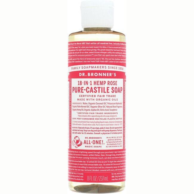Dr. Bronner's 18-in-1 Hemp Rose Pure-Castile Soap | 8 oz Liquid
