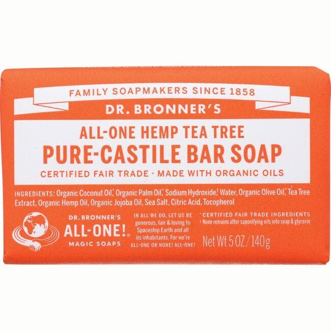 Dr. Bronner's All-One Hemp Tea Tree Pure-Castile Bar Soap | 5 oz Bars