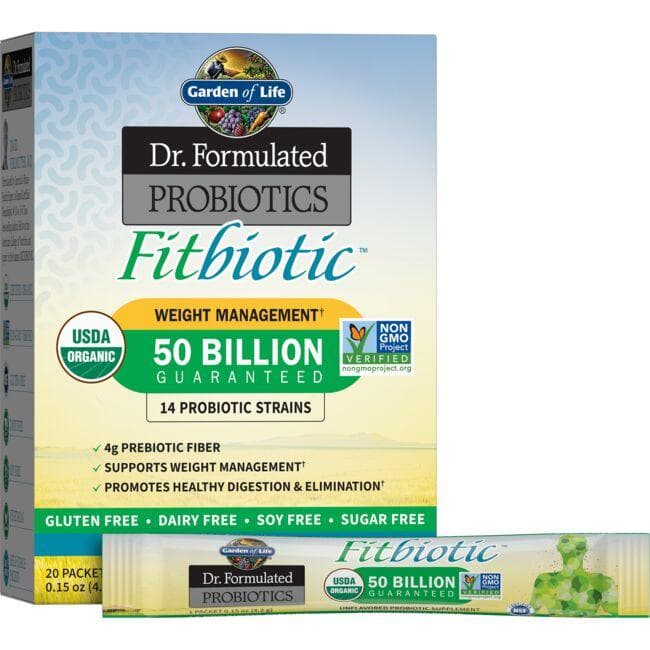 Garden of Life Dr. Formulated Probiotics Fitbiotic - Unflavored Supplement Vitamin | 50 Billion CFU | 20 Packets