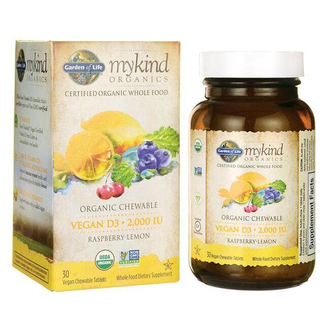 Garden of Life Mykind Organics Vegan D3 - Raspberry-Lemon Vitamin | 2000 Iu | 30 Chewables