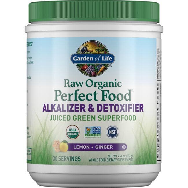 Garden of Life Raw Organic Perfect Food Alkalizer & Detoxifier -Lemon Ginger Supplement Vitamin | 9.94 oz Powder